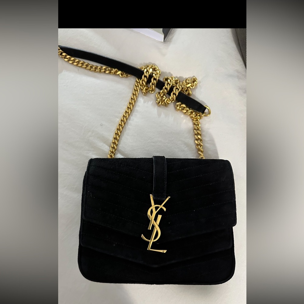 Black suede YSL chain bag
